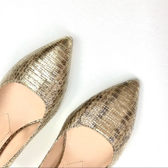 NEW Charles David Vibe Pointed Toe Pump In Truffle Gold Snake Print Size 7 - Picture 9 of 9